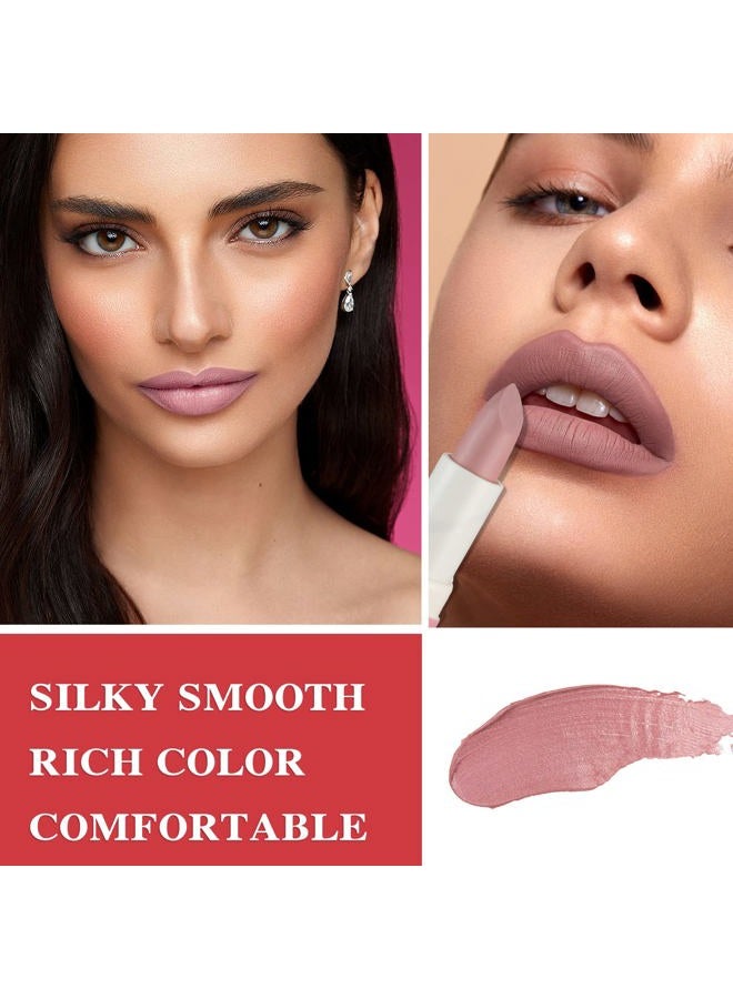 LZYLLS Matte Nude Lipstick,Nude Paper Tube Nude Matte Lipsticks for Women,Bold & Intense Colors,Non-Stick Cup Not Fade Silky Smooth Velvet Lip Gloss Set Nude Lip Stick Matte Lipstick Lip Makeup Gifts(Pink) - Image 3