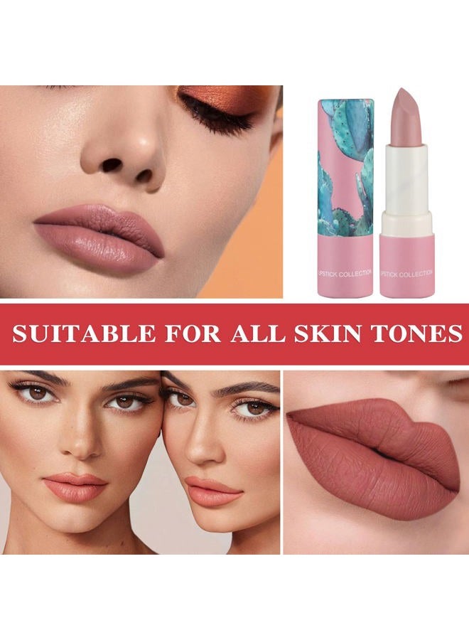 LZYLLS Matte Nude Lipstick,Nude Paper Tube Nude Matte Lipsticks for Women,Bold & Intense Colors,Non-Stick Cup Not Fade Silky Smooth Velvet Lip Gloss Set Nude Lip Stick Matte Lipstick Lip Makeup Gifts(Pink) - Image 2