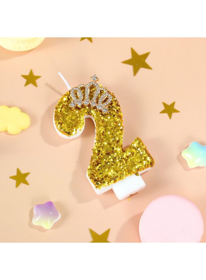 LAMAY Number birthday candles, gold crown birthday candles, luxurious cake decorations, perfect for winter birthday parties, weddings, anniversaries, family gatherings, children and adults (number2). - Image 5