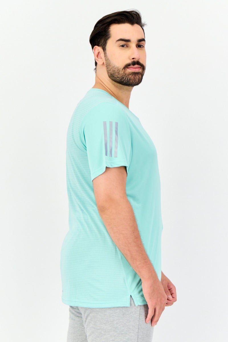 Adidas Men Sportswear Fit Short Sleeve Outdoor T-shirt, Aqua Blue - Image 2