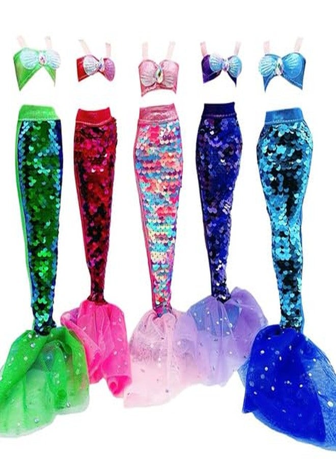 Unicorn Element 5 Pcs 11.5 Inch Girl Doll Mermaid Tail Clothes and Accessories (Dolls are Not Included) - Mermaid Tail Summer Dress, Swimsuit, Bikini - Image 1