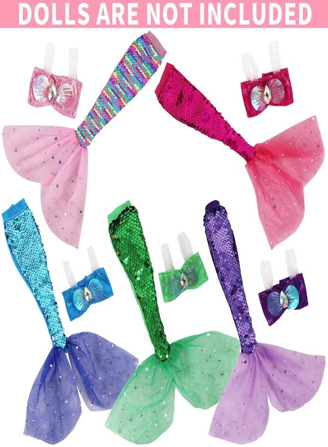 Unicorn Element 5 Pcs 11.5 Inch Girl Doll Mermaid Tail Clothes and Accessories (Dolls are Not Included) - Mermaid Tail Summer Dress, Swimsuit, Bikini - Image 4