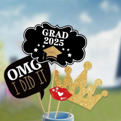 PADELO Happy Graduation 2025 Photo Booth Props 35pcs Funny Large Graduation Photo Props Class of 2025 Grad Decor with Sticks for Kids Boy Girl Women Men Graduation Party Favors Supplies Decorations - Image 5