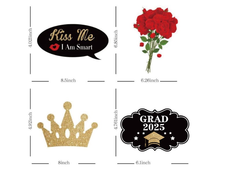 PADELO Happy Graduation 2025 Photo Booth Props 35pcs Funny Large Graduation Photo Props Class of 2025 Grad Decor with Sticks for Kids Boy Girl Women Men Graduation Party Favors Supplies Decorations - Image 3
