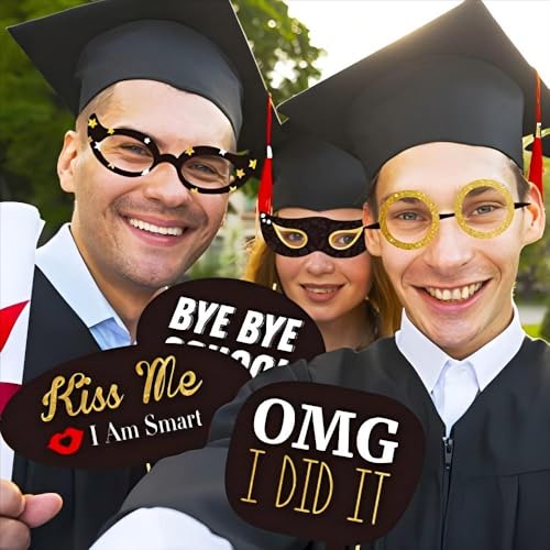PADELO Happy Graduation 2025 Photo Booth Props 35pcs Funny Large Graduation Photo Props Class of 2025 Grad Decor with Sticks for Kids Boy Girl Women Men Graduation Party Favors Supplies Decorations - Image 2