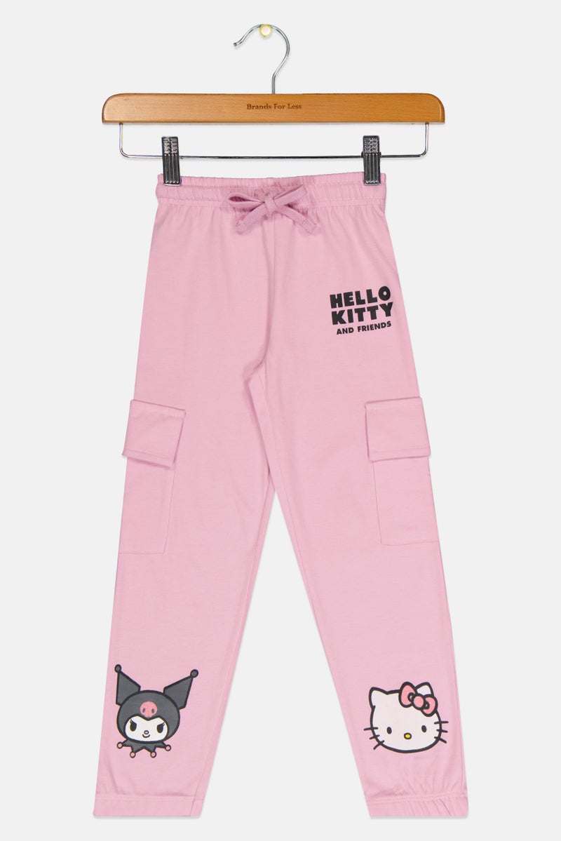 Disney X Hello Kitty Toddlers Girl Brand Logo Jogger Pants, Pink - Image 2