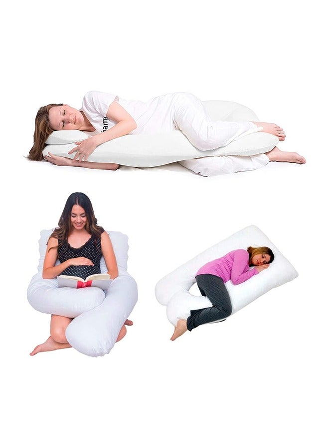 Sleep night Belly Contoured Body U-Shaped Extra Comfort Cuddler Pregnancy Pillow White - Image 4