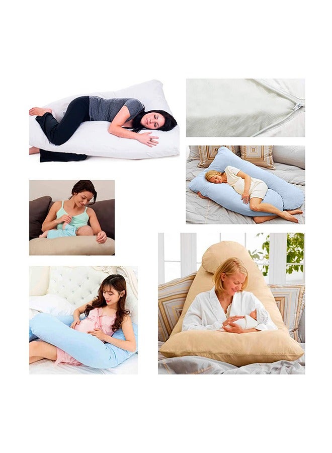 Sleep night Belly Contoured Body U-Shaped Extra Comfort Cuddler Pregnancy Pillow White - Image 5