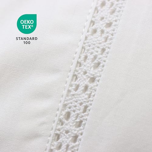 RANZNAZ 100% Cotton Lace Pillow Cases King Size Set of 2 - White Good Feeling Pillowcases 2 Pack with Envelope Closure, Elegant Lace,Softer and Breathable Pillow Case (20 x 36) - Image 3