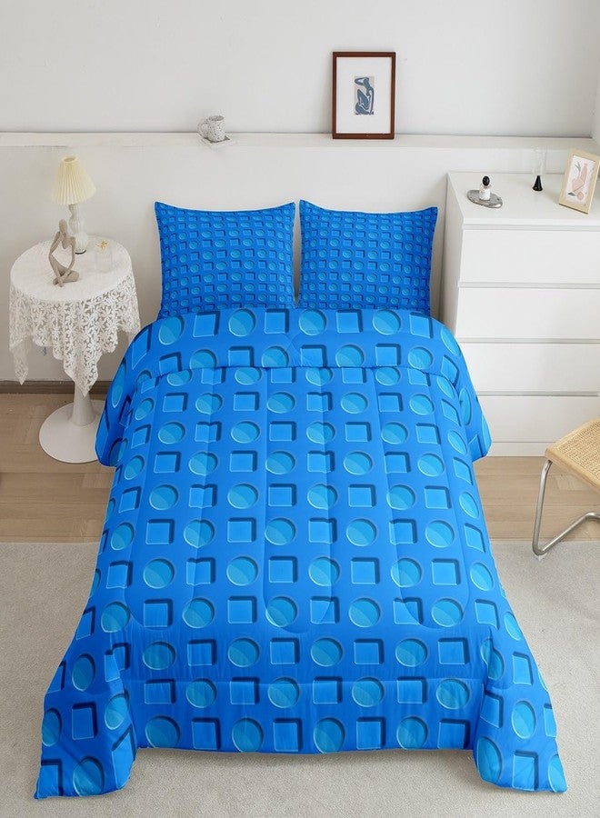 Feelyou Building Blocks Comforter Set Twin Size Toy Brick Comforter Set for Kids Teens Adults Blue Blocks Bedding Set Kids Gaming Duvet Set Room Decor 2Pcs with 1 Pillow Case - Image 2