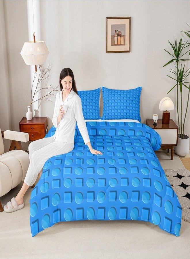 Feelyou Building Blocks Comforter Set Twin Size Toy Brick Comforter Set for Kids Teens Adults Blue Blocks Bedding Set Kids Gaming Duvet Set Room Decor 2Pcs with 1 Pillow Case - Image 5