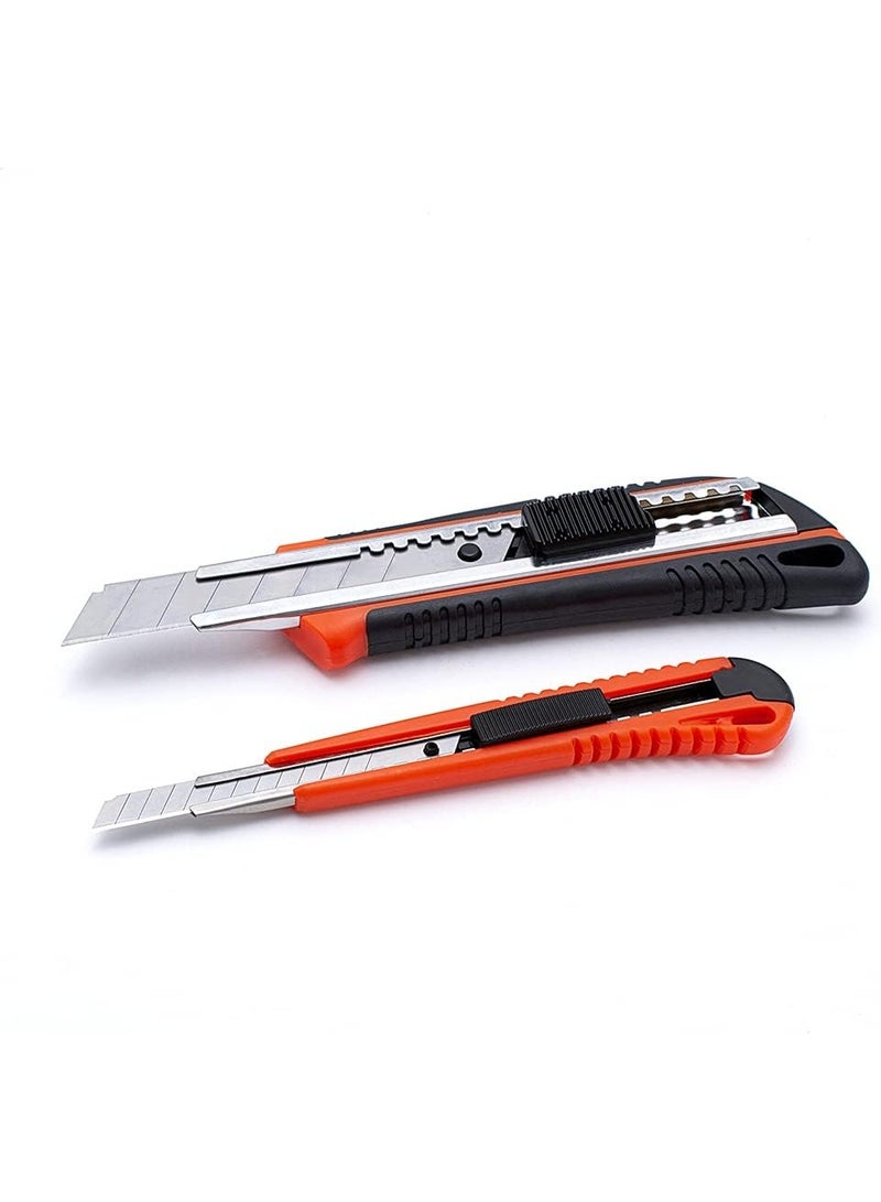 2-Piece Utility Knife Set with 20 Snap-Off Replacement Blades – 18mm & 9mm Auto-Lock Box Cutters – Ergonomic ABS Retractable Razor Knife for Arts, Crafts, Office, and Home DIY – Heavy Duty & Precision Cutting Tools - Image 3