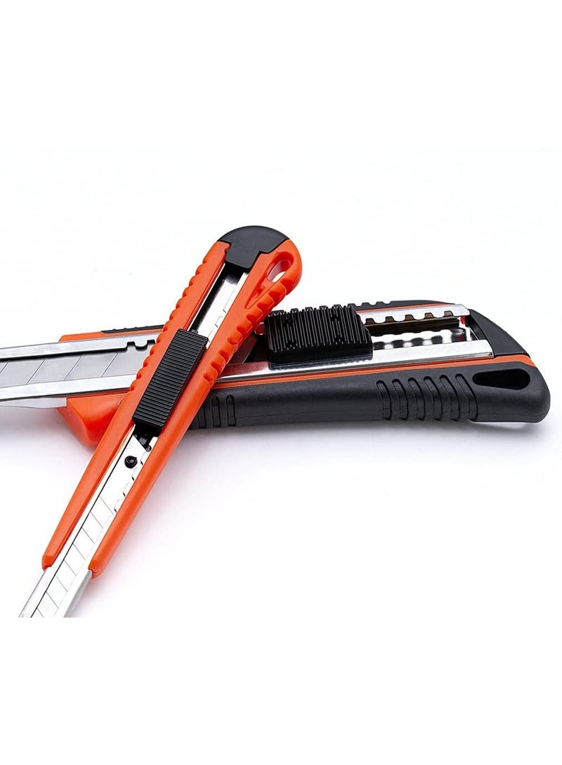 2-Piece Utility Knife Set with 20 Snap-Off Replacement Blades – 18mm & 9mm Auto-Lock Box Cutters – Ergonomic ABS Retractable Razor Knife for Arts, Crafts, Office, and Home DIY – Heavy Duty & Precision Cutting Tools - Image 4