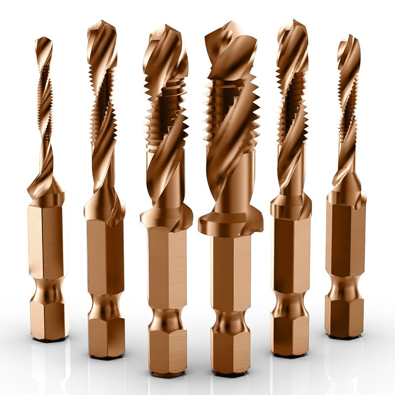 6pcs M3 To M10 Heavy Duty Drill And Tap Set With Countersink Deburring Functions - Image 1