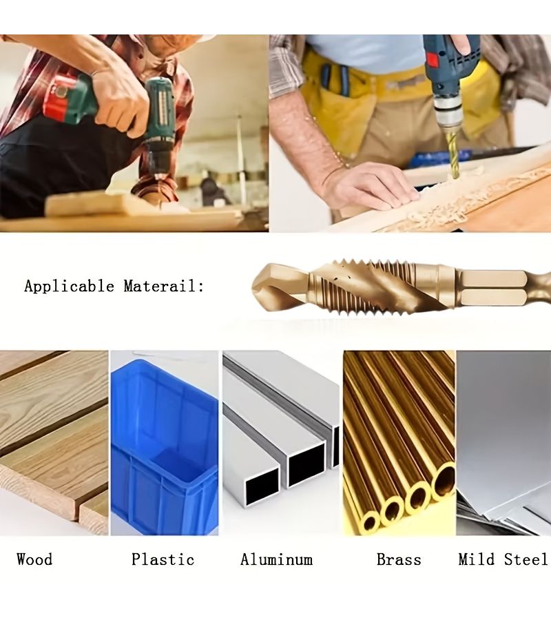 6pcs M3 To M10 Heavy Duty Drill And Tap Set With Countersink Deburring Functions - Image 3