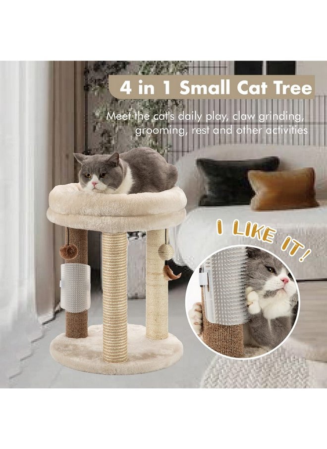 MECOOL MECOOL 4in1 Small Cat Tree,Scratching Post with Tower Soft Cat Bed, Sisal Carpet Jute Posts with Three Hanging Ball Toys and Massage Brush for Indoor Cats and Kittens  - Image 2