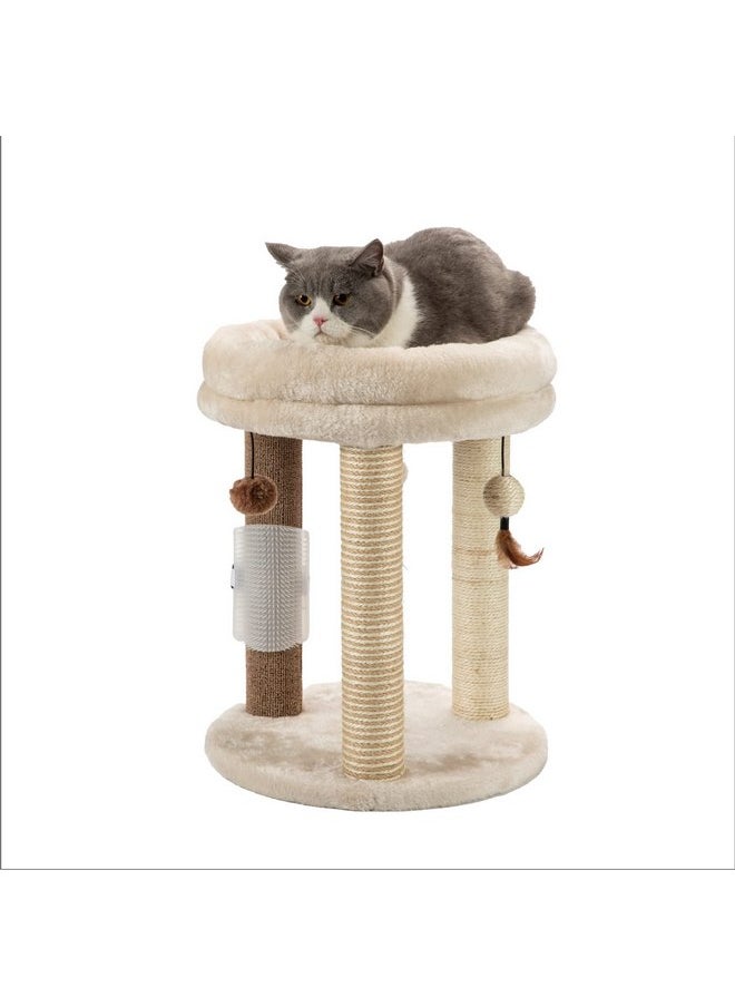 MECOOL MECOOL 4in1 Small Cat Tree,Scratching Post with Tower Soft Cat Bed, Sisal Carpet Jute Posts with Three Hanging Ball Toys and Massage Brush for Indoor Cats and Kittens  - Image 1