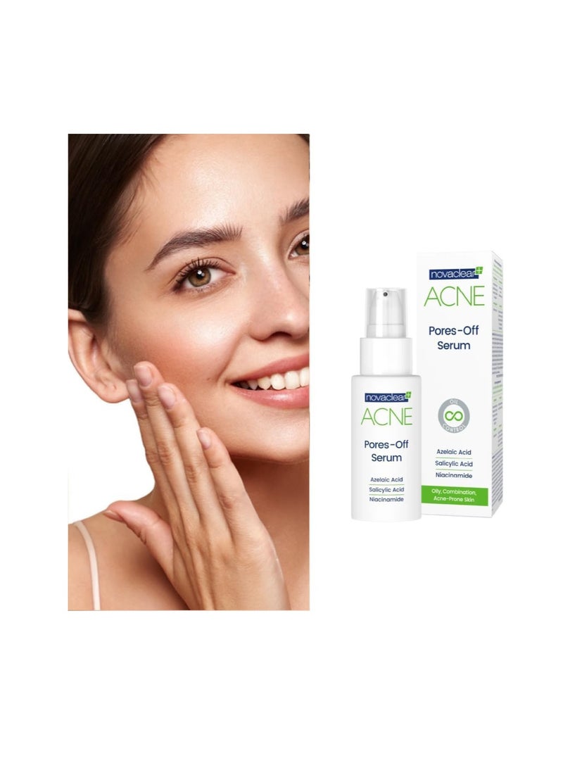 نوفاكلير Novaclear Acne Pores-Off Serum – Treatment for Acne Pores On Face with Niacinamide, Salicylic Acid and Azelaic Acid – Targets Blackheads, Whiteheads and Post-acne scars - 30 ML - Image 2