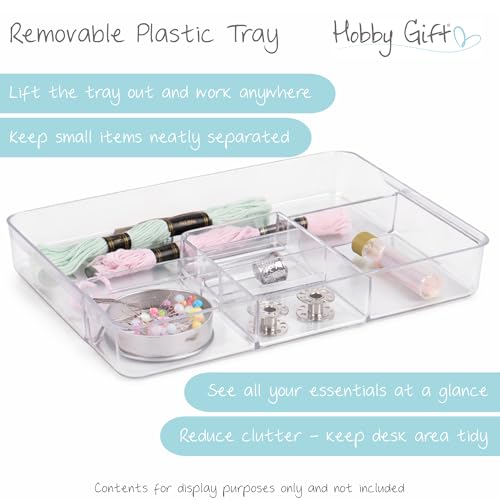 Hobby Gift Strawberry Greenhouse Sewing Box Craft Storage Basket with Handle Internal Accessories Tray for Sewing Knitting and Hobby Supplies - Image 4