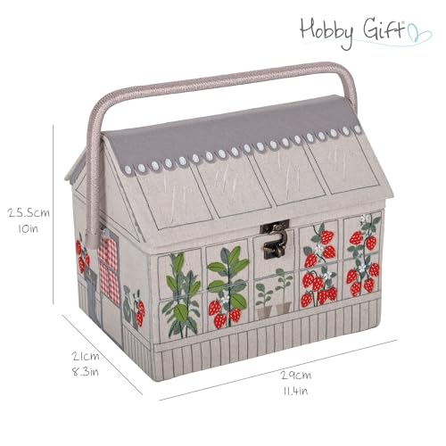Hobby Gift Strawberry Greenhouse Sewing Box Craft Storage Basket with Handle Internal Accessories Tray for Sewing Knitting and Hobby Supplies - Image 5