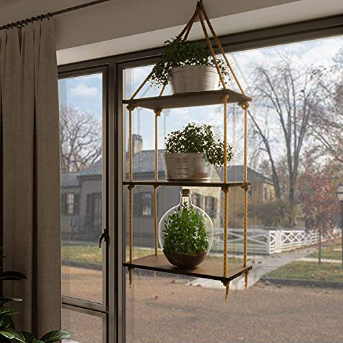 DS Enterprise |Real Pine Wood Floating Shelves, Hanging Swing Rope Shelves, Rustic Wall Decor Swing Shelf, Wall Shelves for Living Room/Home/Office Decor (3 Tier, 12 x 5 in) - Image 5
