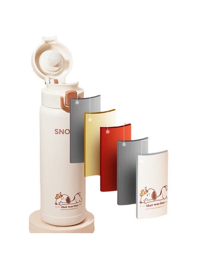 Snoopy Insulated Mug With Pop-Up Lid, 316 Stainless Steel Large Capacity Portable Student Water Bottle, Tea Cup, Car Cup For Men And Women, Blue - Image 1