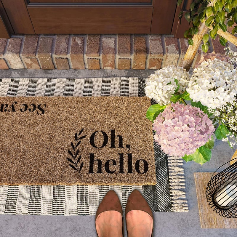 BARNYARD DESIGNS ‘Oh Hello, See Ya’ Doormat, Indoor/Outdoor Non-Slip Rug, Front Door Welcome Mat for Outside Porch Entrance, Home Entryway Farmhouse Decor, 30" x 17” - Image 2