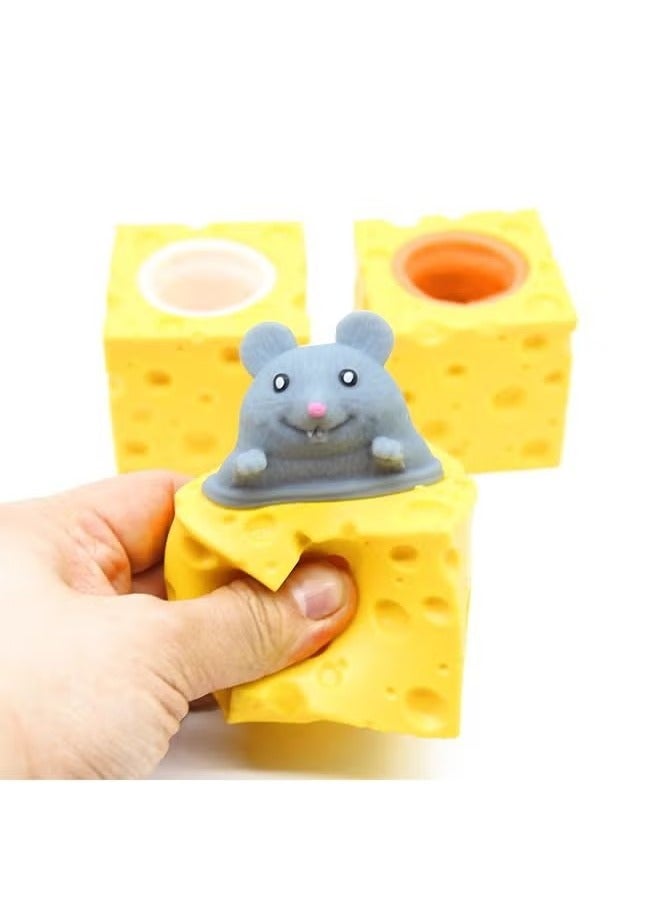 3Pcs Squeeze pops Mouse in Cheese, Squeeze Fidget Toy, Mouse Pop Up Fidget Toy, Stress Relief Toy, Sensory Toy for Kids Adult - Image 2