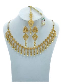 GOHONA Royal Bling Bollywood Traditional Indian  Jewelry Necklace With Earrings Set and 1 Tikka in Golden colour - pzsku/ZBC5058D8A1B0A3CD1293Z/45/_/1677410548/e7fea3a5-fb2e-4f9d-85e3-5586713875c7