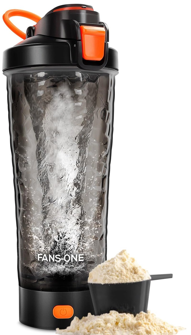 FANS-ONE Premium Electric Protein Shaker Bottle, 24 oz Lockable Blender Shaker Bottles, Made with Tritan, BPA Free, USB Rechargeable Mixer Blender Cup for Protein Shakes, Black - Image 1