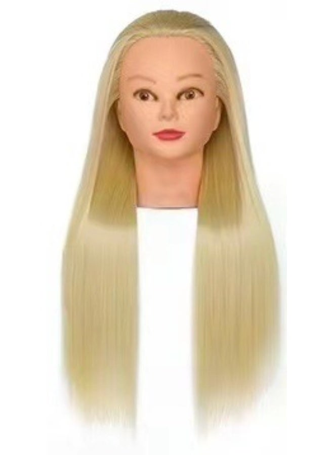 Generic Mannequin Head with Synthetic Hair for Styling Practice Beige White
