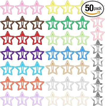 Hariendny 50PCS Star Hair Clips for Girls Nonslip Colorful Snap Kawaii Hair Clips Hair Barrettes Metal Cute Hairpins Star Hair Accessories for Women Girls - Image 1