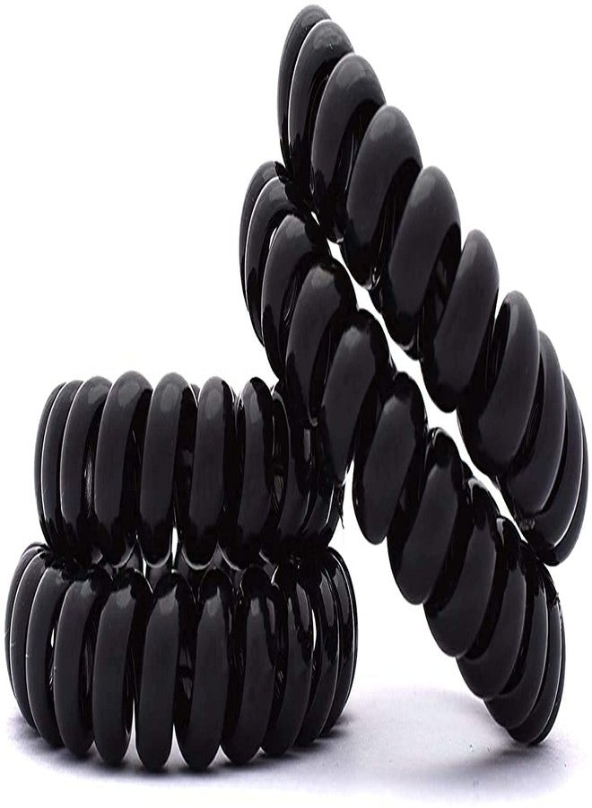 PSM100 Stretch Ponytail Holder Telephone Wire Hair Rings Slinky Hair Head Elastic Hair Tie Rubber Bands Unbreakable for Girls and Women Spiral Hair Rubber Band for Women (Color- Black) (7) - Image 2