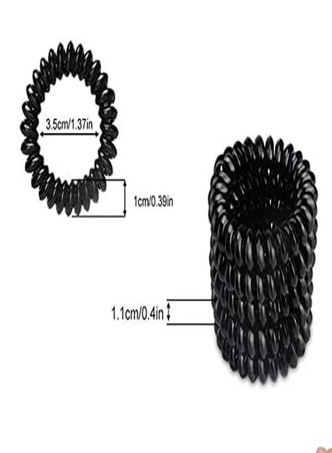 PSM100 Stretch Ponytail Holder Telephone Wire Hair Rings Slinky Hair Head Elastic Hair Tie Rubber Bands Unbreakable for Girls and Women Spiral Hair Rubber Band for Women (Color- Black) (7) - Image 4