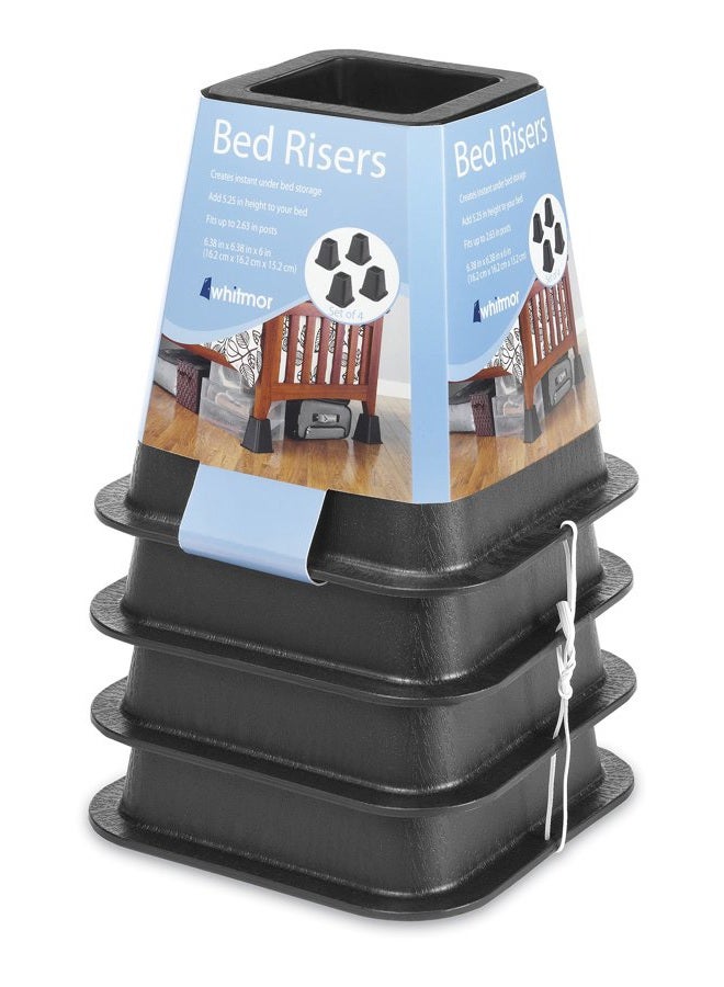 Whitmor Bed Risers - Black (Set of 4) - Image 4