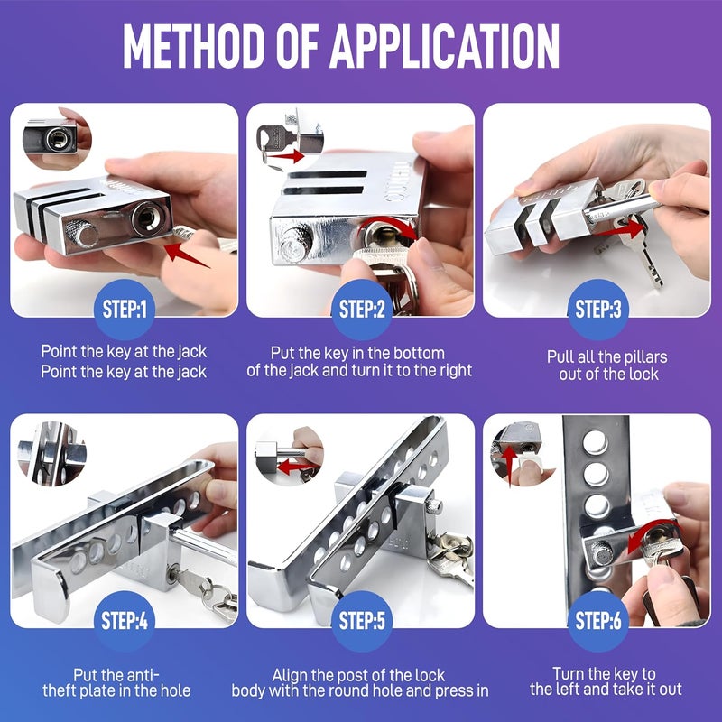 iWagon-8 Hole Brake Clutch Pedal Car Lock Universal Anti-Theft Adjustable Accelerator Throttle Locking Rod - Image 2