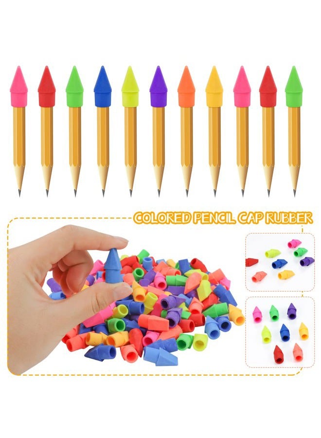 Fyess 800PCS Caps Pencil Erasers Chisel Shape Pencil Eraser Arrowhead Caps Erasers Latex Free Pencil Pencil Eraser Toppers Assorted Colors for Favors Games Prizes Pencil Top Erasers Home School Office - Image 3