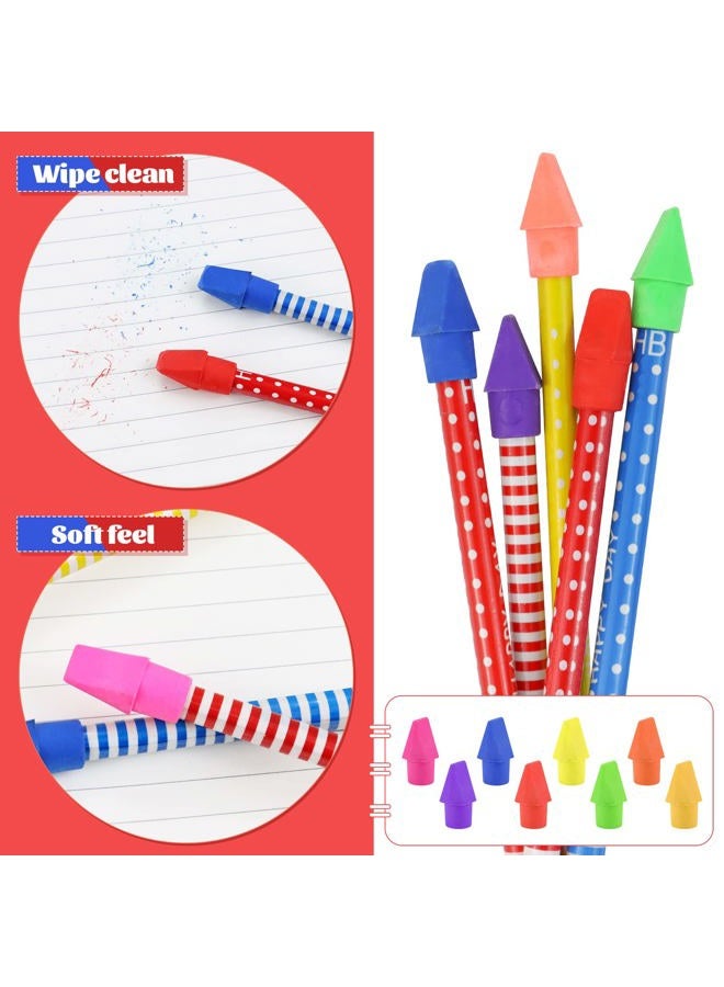 Fyess 800PCS Caps Pencil Erasers Chisel Shape Pencil Eraser Arrowhead Caps Erasers Latex Free Pencil Pencil Eraser Toppers Assorted Colors for Favors Games Prizes Pencil Top Erasers Home School Office - Image 4