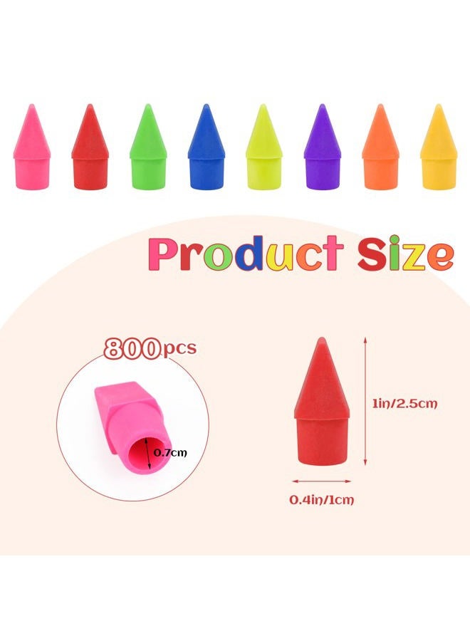 Fyess 800PCS Caps Pencil Erasers Chisel Shape Pencil Eraser Arrowhead Caps Erasers Latex Free Pencil Pencil Eraser Toppers Assorted Colors for Favors Games Prizes Pencil Top Erasers Home School Office - Image 2