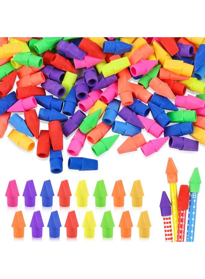 Fyess 800PCS Caps Pencil Erasers Chisel Shape Pencil Eraser Arrowhead Caps Erasers Latex Free Pencil Pencil Eraser Toppers Assorted Colors for Favors Games Prizes Pencil Top Erasers Home School Office - Image 1