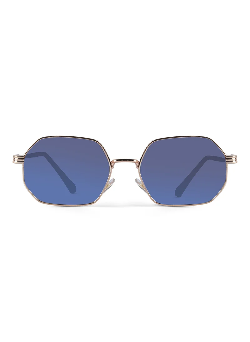Woggles Ockhi Inspirit Dark Blue Hexagonal Sunglasses |Men & Women|100% UV Protection