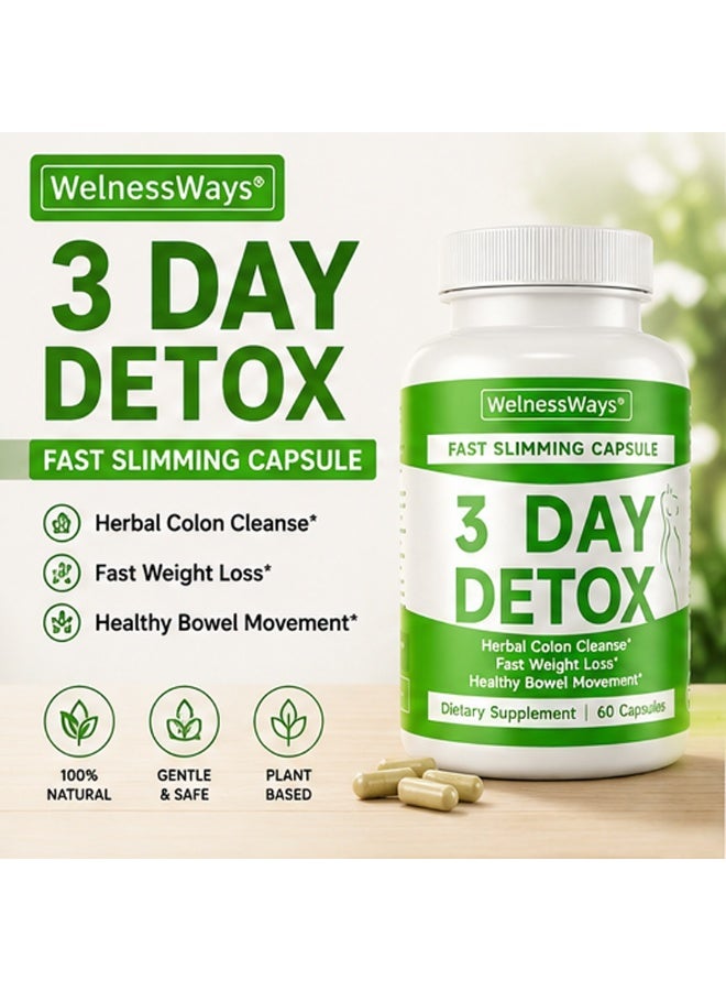 WelnessWays Detox & Cleanse Capsules 60 Count, Herbal Colon Support Supplement, Natural Gentle Cleansing for Digestive Wellness, Dietary Supplement for Daily Gut Health - Image 1