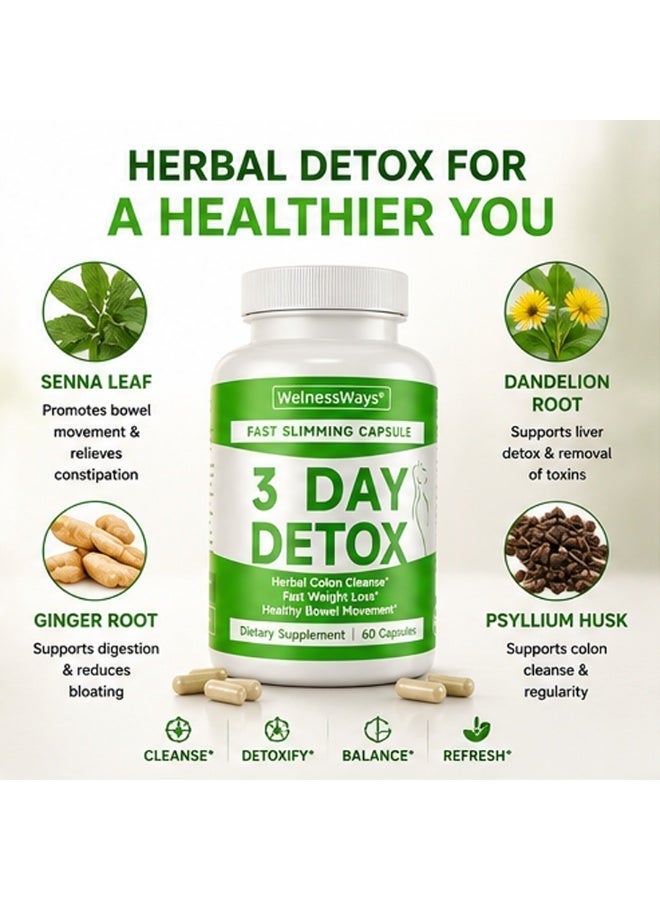 WelnessWays Detox & Cleanse Capsules 60 Count, Herbal Colon Support Supplement, Natural Gentle Cleansing for Digestive Wellness, Dietary Supplement for Daily Gut Health - Image 5