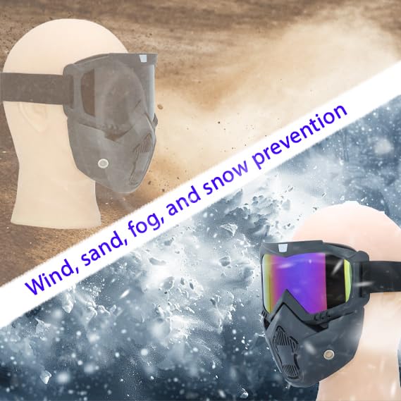 CROSSBODY 2 Pieces Motorcycle Goggles with Adjustable Face Mask,Dirt Bike ATV Motocross MX Riding Offroad Cycling Protective Glasses - Image 5