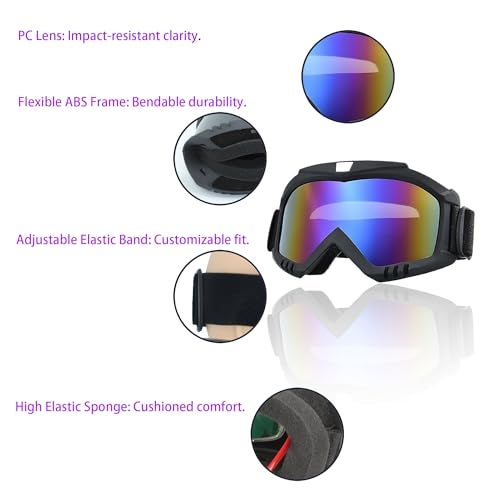 CROSSBODY 2 Pieces Motorcycle Goggles with Adjustable Face Mask,Dirt Bike ATV Motocross MX Riding Offroad Cycling Protective Glasses - Image 3