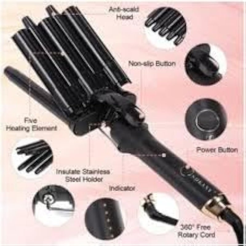 Hair Curler/3 Fingers/360 Degree Rotating Cord/Multifunctional Straightening Curling Iron - Image 3