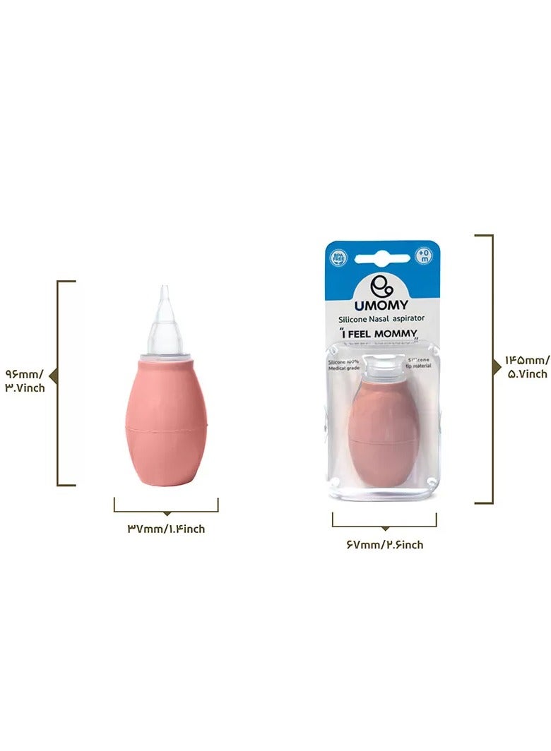 Umomy +0 Month Silicone Nose Aspirator for Babies, BPA-Free, Food Grade Silicone, Easy to Wash, Newborn Safe, Flexible Design, Pink - Image 2