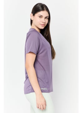 Adidas Women Sportswear Fit Short Sleeve Training Top, Purple  - Image 3