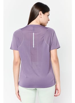 Adidas Women Sportswear Fit Short Sleeve Training Top, Purple  - Image 4