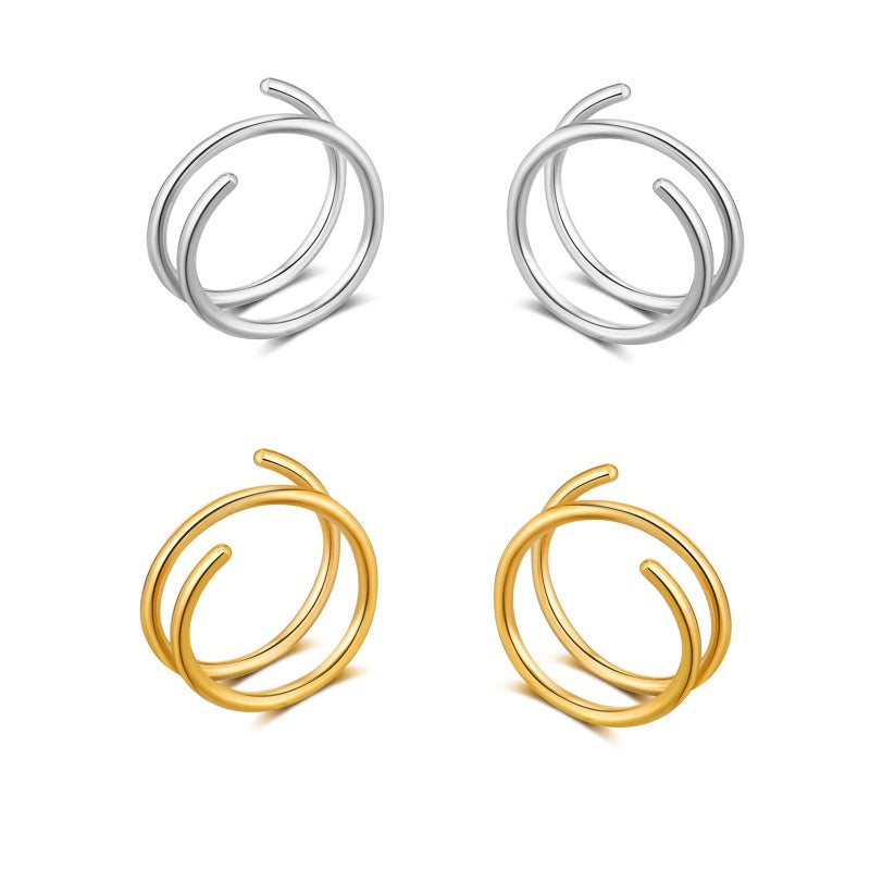 Goenjoy Double Hoop Earrings for Single Piercingï¼ŒHandmade Cartilage Piercing, Twist Double Hoop Huggie Earrings, Wrap Earrings Spiral Earrings for Women - Image 1
